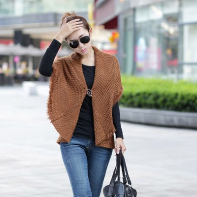 hanakimi花君韩版新款气质披肩女装<em>针织开衫</em>毛