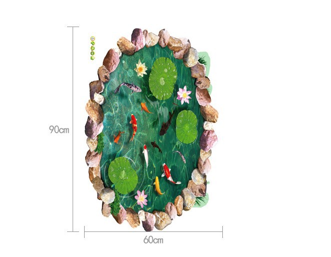 你想在浴池里看到鱼儿游来游去吗 荷塘鱼池,可移除自带背胶地贴.