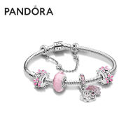 Pandora潘多拉浪漫桃花粉色雏菊手链套装