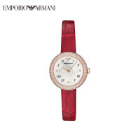Armani阿玛尼佟丽娅明星同款Rosa玫瑰小圆盘时尚女士腕表（红色牛皮表