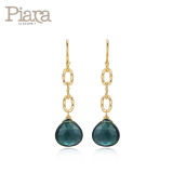 PIARA普艾澜 原创手工绿玛瑙925银镀18K金耳坠