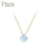 PIARA普艾澜 原创手工海蓝玉髓天然宝石925银镀18