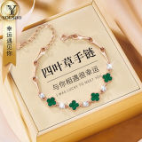 【YOUSOO】孔雀石四叶草银手链ZTD031