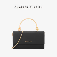【Charles&Keith】纯色金属提把翻盖式手提包