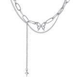 银色蝴蝶流苏链条甜酷锁骨链